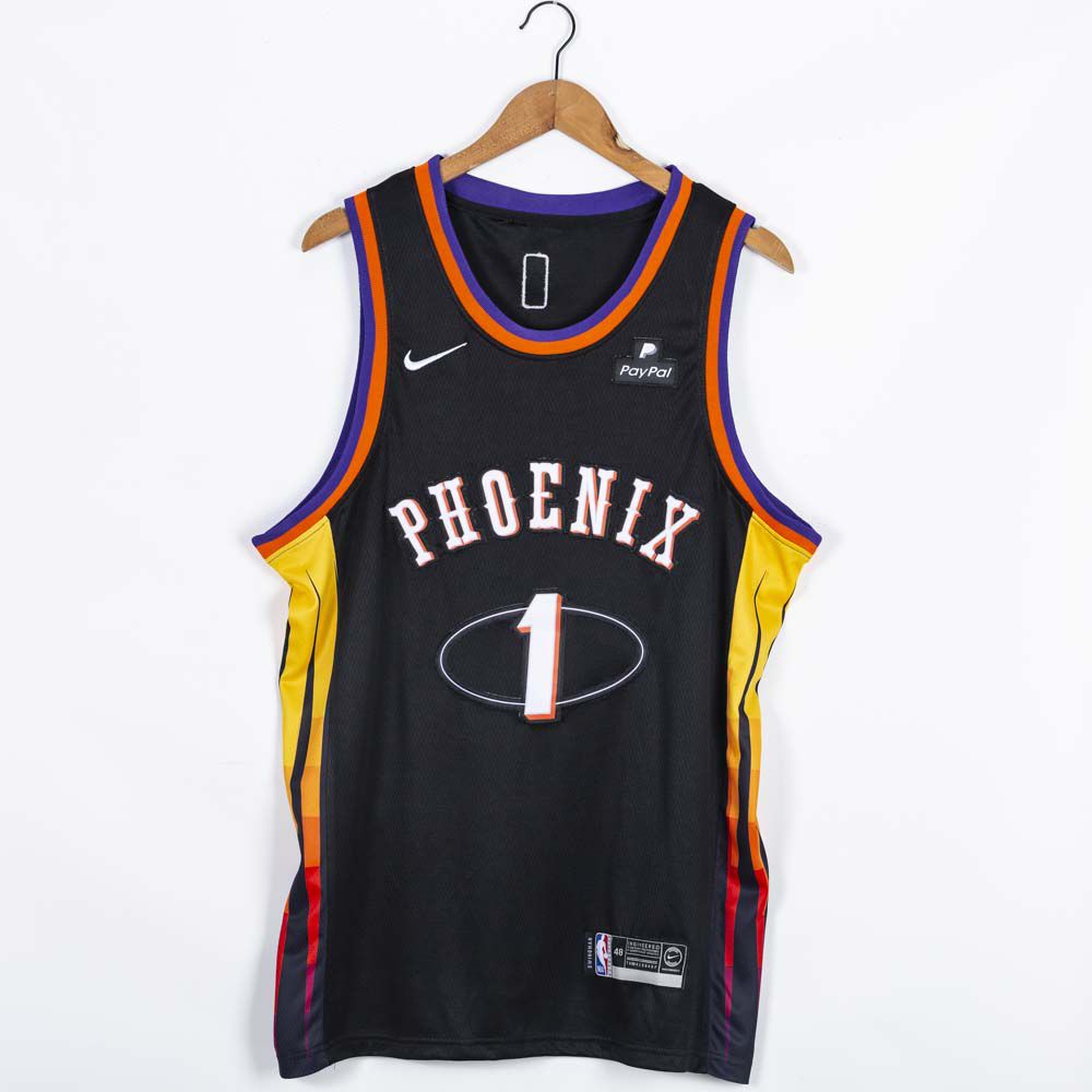 Cheap Men Phoenix Suns 1 Booker Black 75th anniversary Nike 2021 NBA Jersey